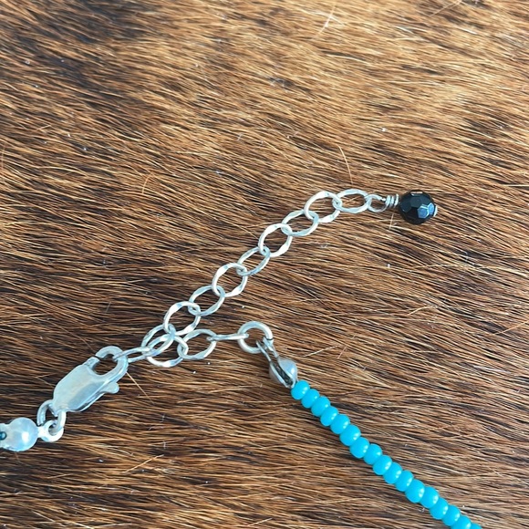 Turquoise/Silver Cross Pendant Necklace - Picture 3 of 4